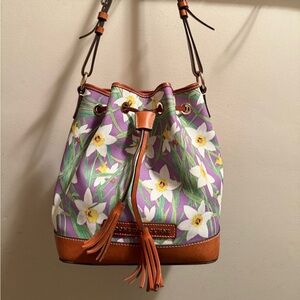 Dooney & Bourke Lavender Daffodil Botanical Collection Drawstring Purse